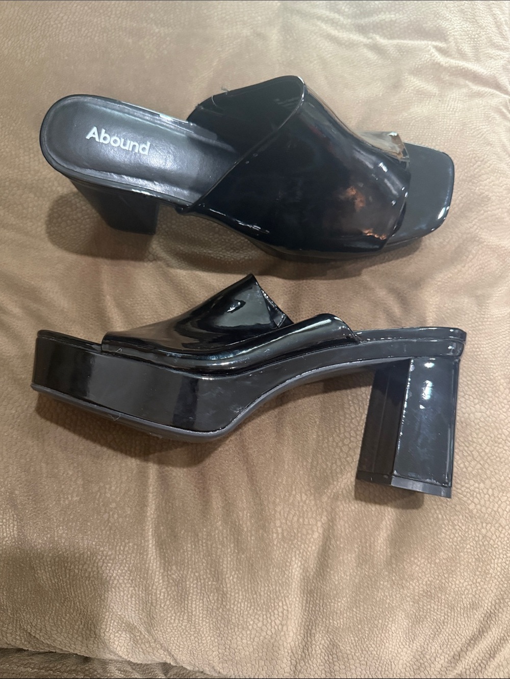 Chunky Patent Slide Sandals - Women’s size 13.